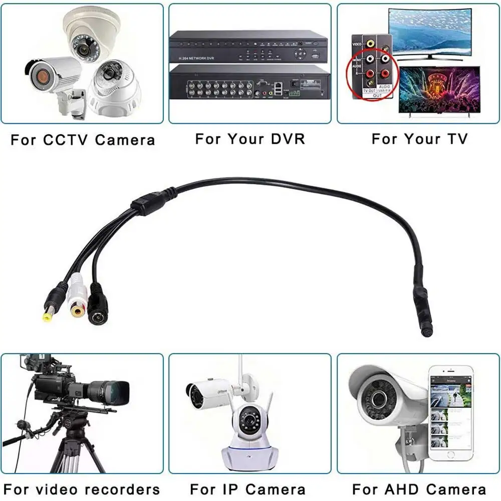  DC 9-14V Sound Monitor Audio Pickup Mini Pickup Audio Microphone RCA Power Cable for Cctv Security  - 4.00045E+12
