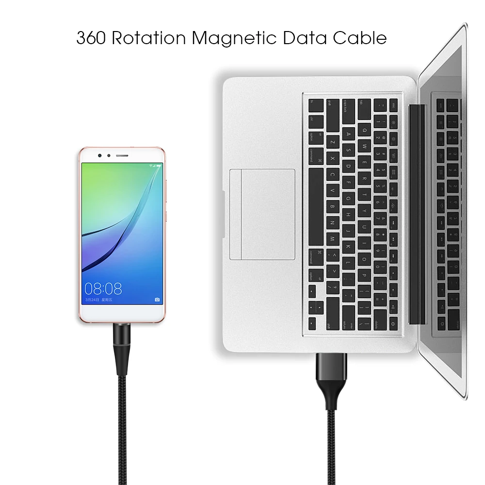 Kebidu 3A Быстрая зарядка через usb type C телефонный кабель Магнитный кабель передачи данных телефона для Macbook samsung Xiaomi huawei P30