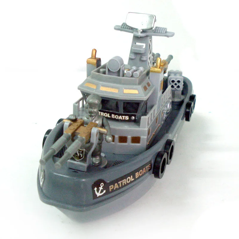 Электрические патрульные лодки Diecasts модельные светильники в виде игрушек модель привода игрушки Водный крейсер детский корабль кирпичи игрушки подарки для мальчиков Игрушки для ванной