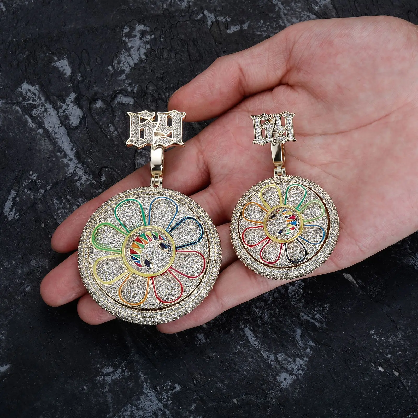 Orecchini Hip Hop Da Uomo E Da Donna In Oro Giallo 14k Su - Foto 10