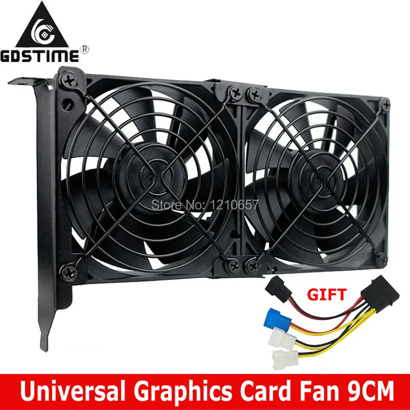 Тихий кулер с двумя видеокартами 90 мм VGA GPU PCI 9 см 2 вентилятора постоянный ток 12 В