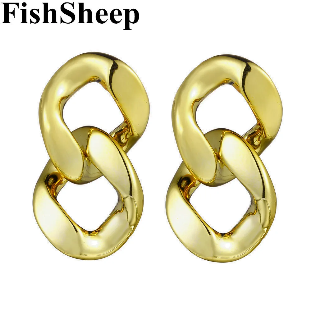 

FishSheep Statement Gold/Silver Color Big Acrylic Drop Earrings Vintage Geometric Resin Long Earrings For Women Jewelry Brincos