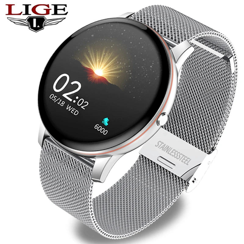 

LIGE New Smart watch heart rate Blood pressure fitness tracker IP67 waterproof men and women Smart watch for iOS Android +Box