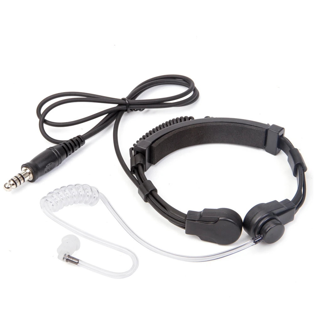 Telescopic Heavy Duty Tactical Throat Vibration Mic Headphone Headset Microphone NATO Plug for Walkie Talkie Radio