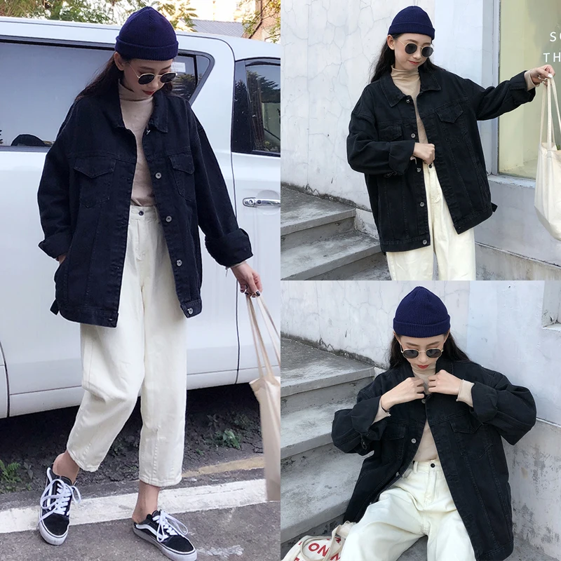 

Black Denim Jacket Women Autumn Winter Jeans Jacket Coat Casual Harajuku Streetwear Korean Clothes 2020 Chaqueta Mujer