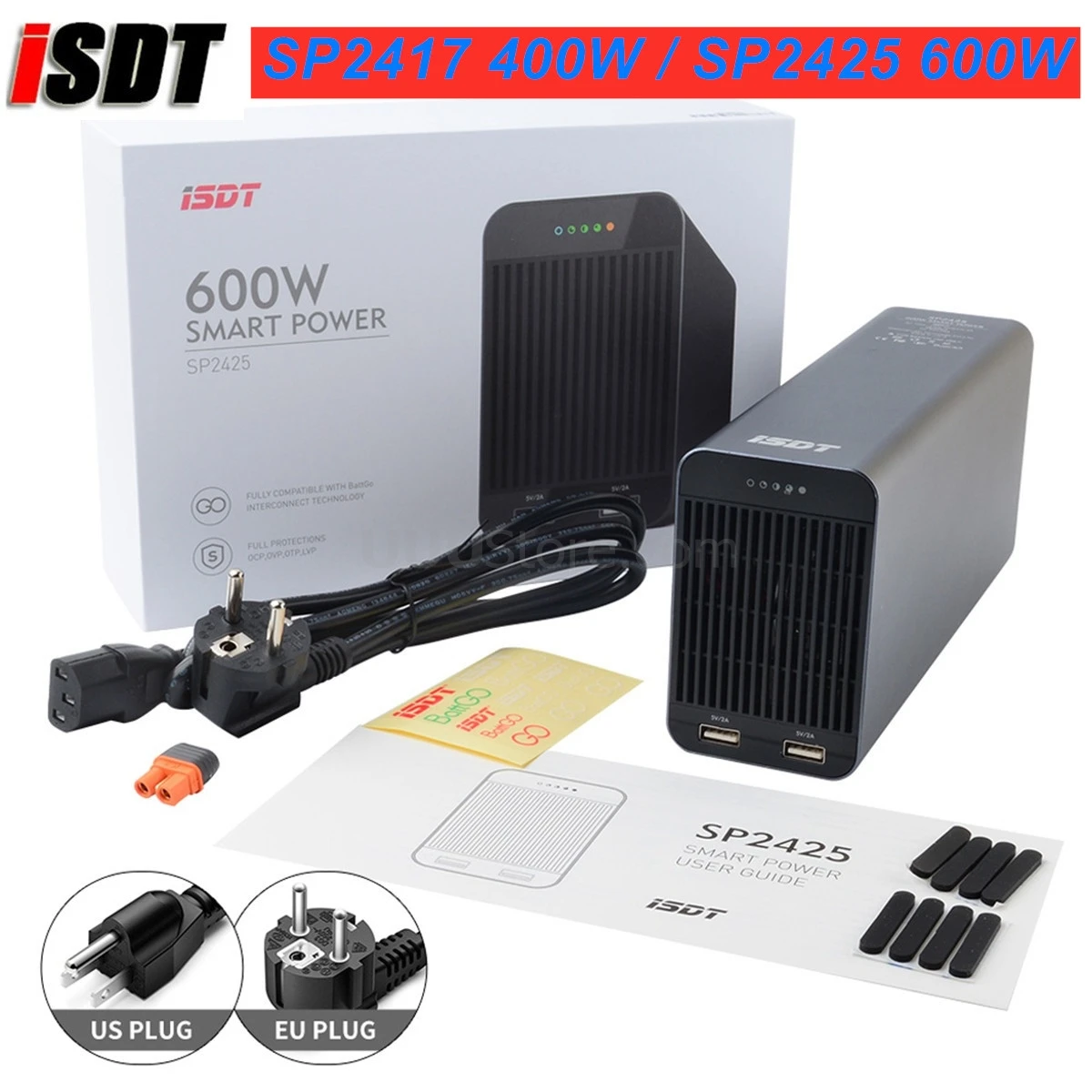 ISDT SP2417 400W / SP2425 600W RC Battery Charger Adapter Power Supply Adapter With Dual USB Charging Output for RC Models