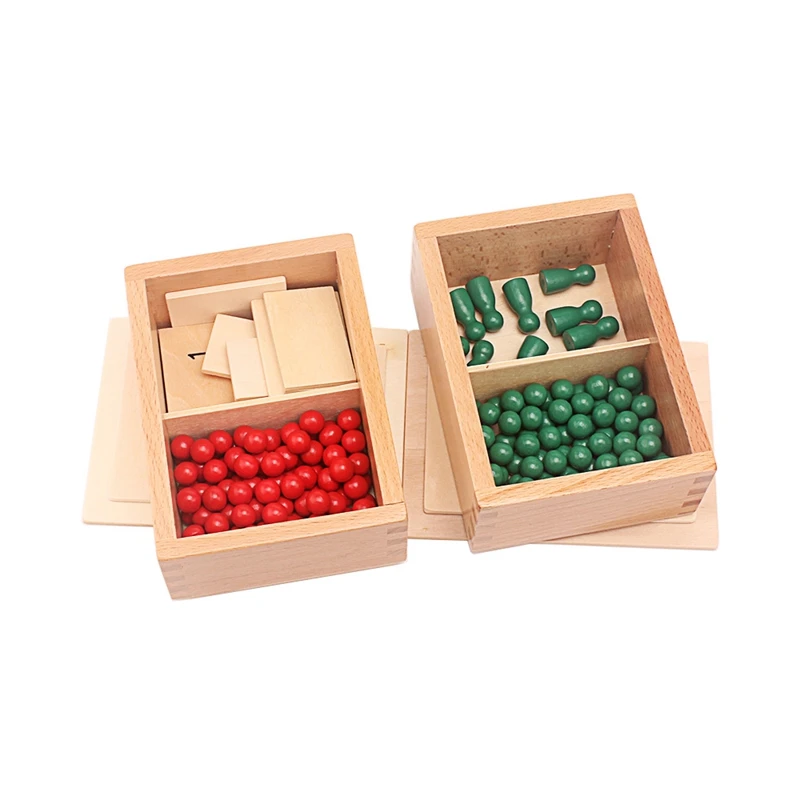 Montessori Wooden Toys Multiplication Board & Unit Division Board with Green Skittles Mathematics Toys Tables of Arithmetic Gift 2