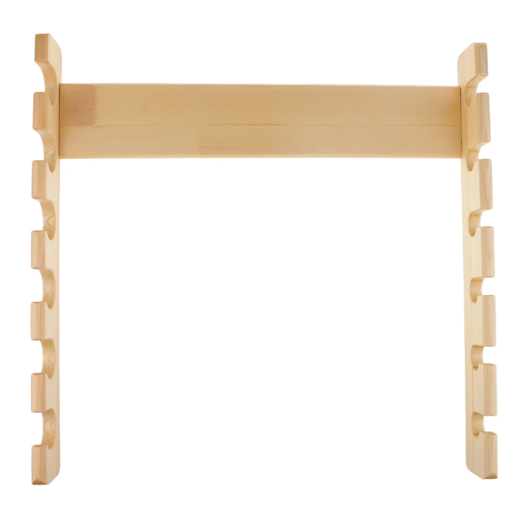 Fishing Rod Rack Storage 6-Rods Pole Wall Mount Horizontal Pole Wood Holder