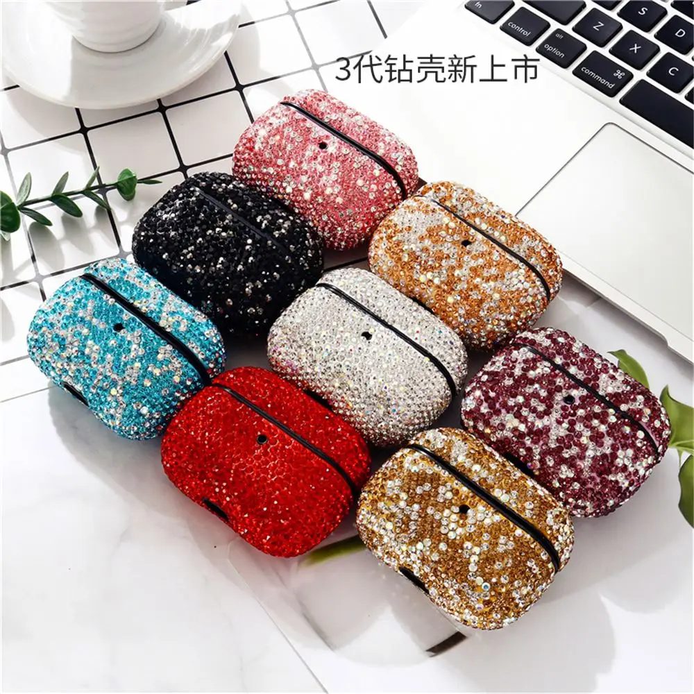 

Compatible with AirPods Pro Case Hard PC Earphone Cover Bling Diamond Shockproof Protective Case Bag Coque Fundas 2019