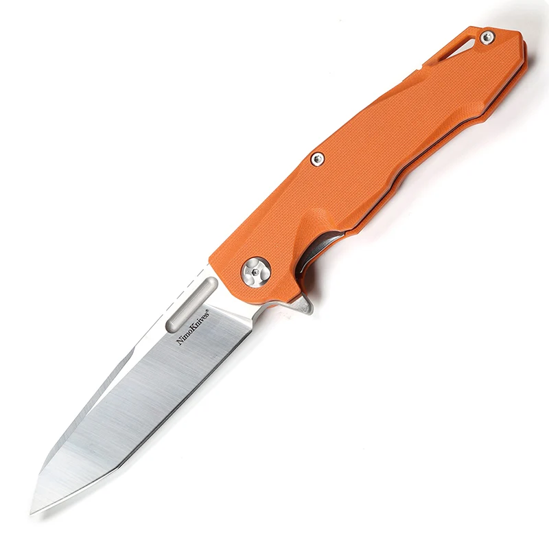 Nimo knives SHANXIAO Flipper folding knife 9Cr18mov Blade ball bearings G10 handle outdoor hunting Camp survival Knives EDC tool - Color: Orange