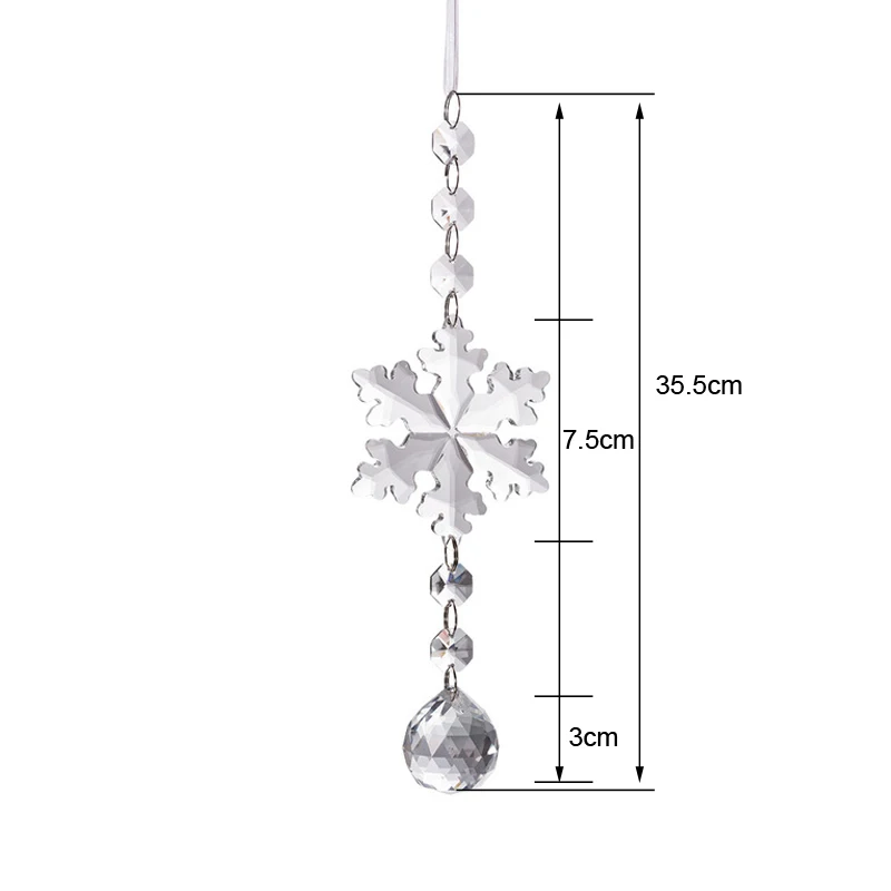 Chakra Crystal Suncatcher Christmas Snowflake Prism Chacras Maker Craft Chain Hanging Sunroom Window Ornament Home Garden Decor - Цвет: Светло-желтый