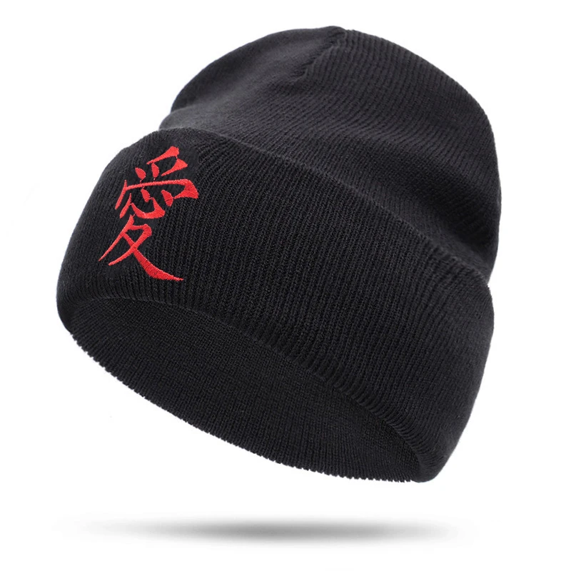 Гаара Для мужчин s Skullies Зимняя шерстяная шапка, шапки-бини вязаные чулки головной убор повязка на голову Sabaku no Gaara Akatsuki Uchiha Naruto капот Шапки для Для мужчин - Цвет: Черный