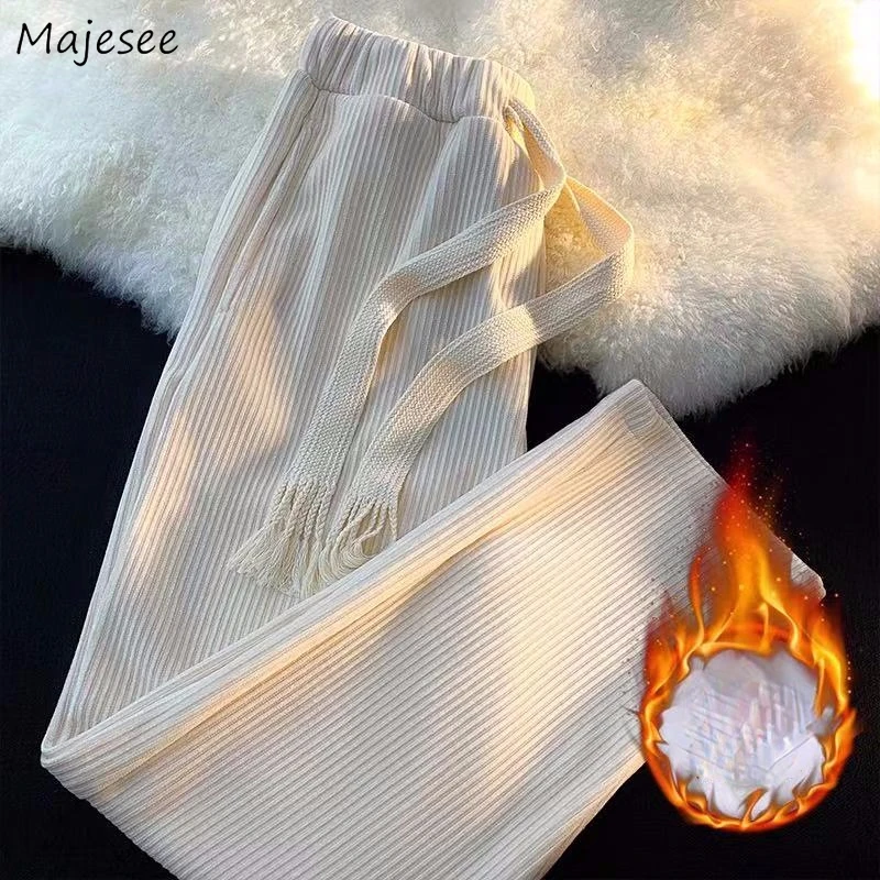 Men Casual Pants Students All-match Korean Style Plus Velvet Warm Winter New Ins Corduroy Popular Loose Bottoms Harajuku Design