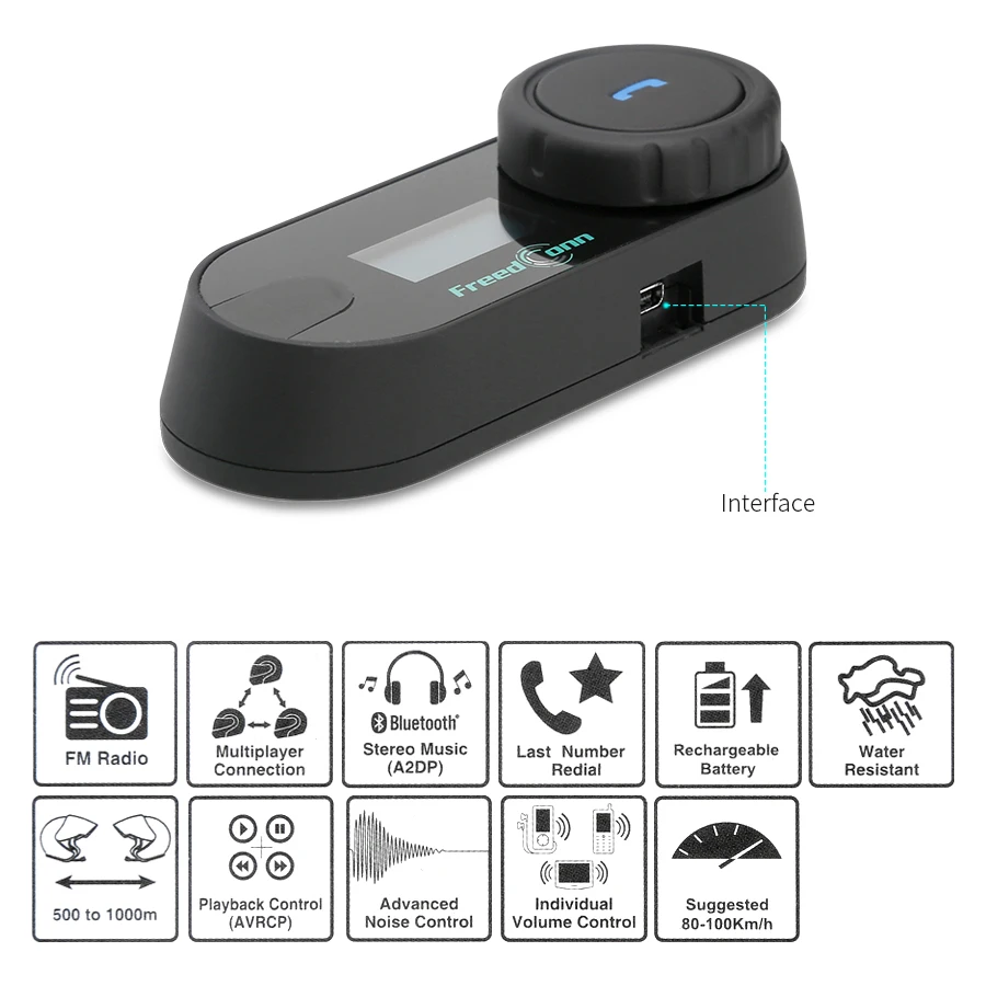 FreedConn TCOM-SC, Bluetooth, мотоциклетная гарнитура, шлем, домофон, ЖК-экран с fm-радио+ мягкий наушник