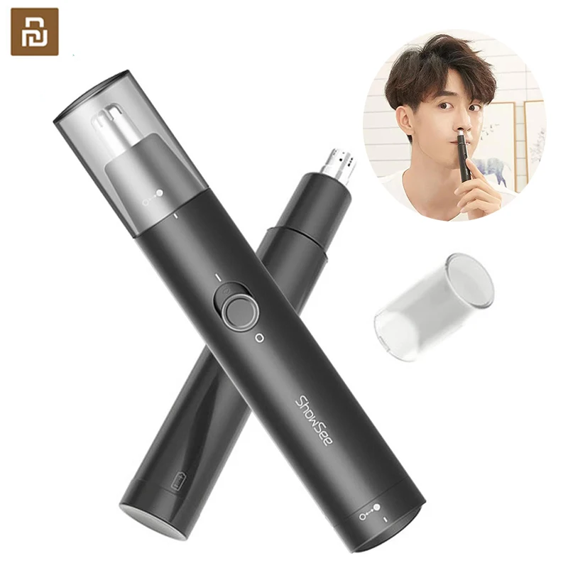 Nose Hair Trimmer Youpin ShowSee C1-BK Portable Mini Electric Removable Washable Double-edged 360&deg; Rotating Cutter Head