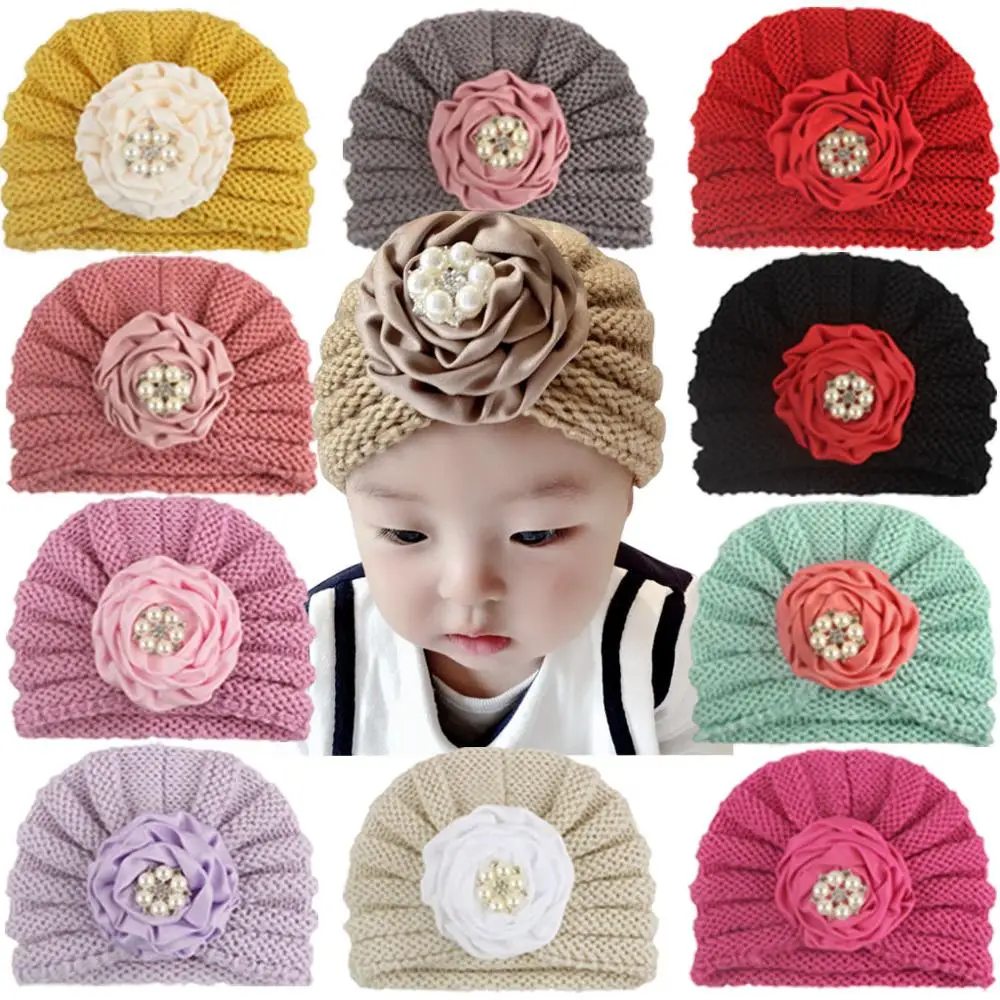 5 шт./лот тюрбан с круглым помпоном Мягкая вязаная крючком повязка на голову для