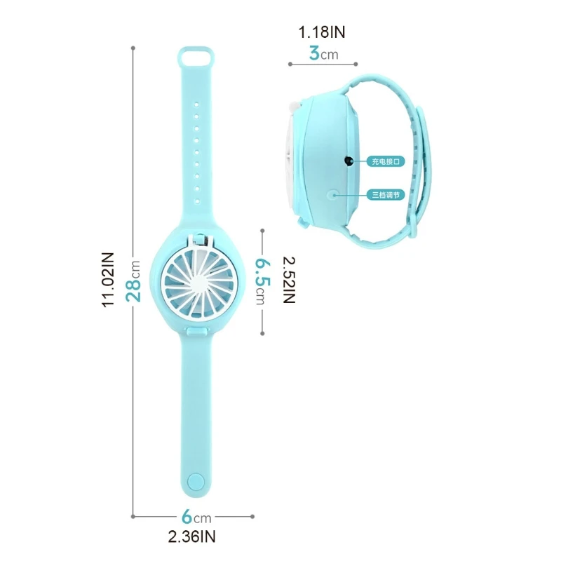 Portable Personal Mini Mechanical Watch Fan Handheld Ultra-Quiet Third Gear Speed Air Cooler USB Folding Pocket Fan