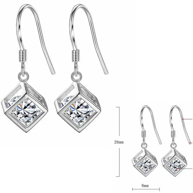 SHDEDE Long Chain Earing Jewellery Women 925 Silver Fashion Drop Earrings Embellished With Crystals From Swarovski Square -WH40 WH41