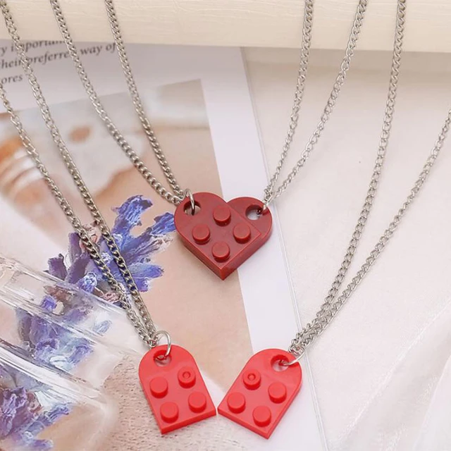 Lego Heart Necklace Couple, Lego Valentine Heart Necklace