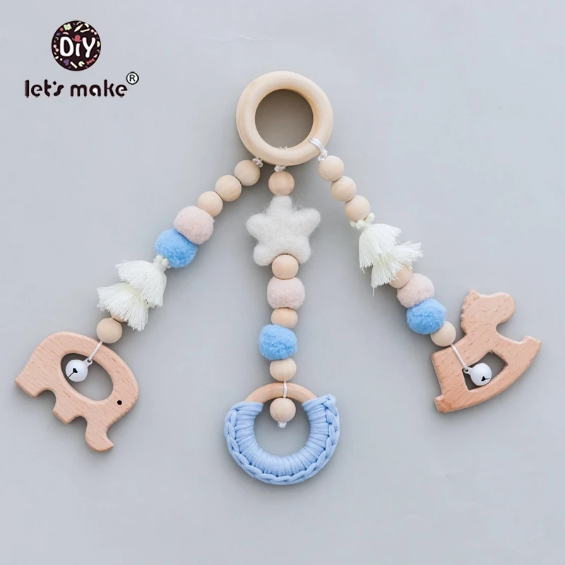 Let'S Make Wooden Baby Toys Gym Wood Animal Rattles 3pcs/set Wooden Teether Kids Toys