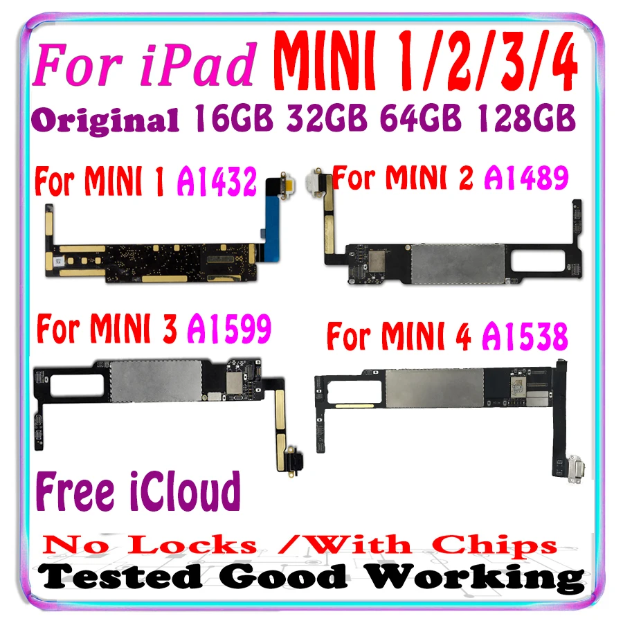 Материнская плата A1432 A1489 A1599 A1538 для iPad MINI 1 2 3 4 версия Wi-Fi логическая с чипами