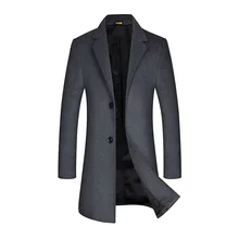 Мужское шерстяное пальто, зимняя кашемировая куртка, Мужская Повседневная ветровка, длинный приталенный Тренч, мужское толстое шерстяное пальто для мужчин XXXL