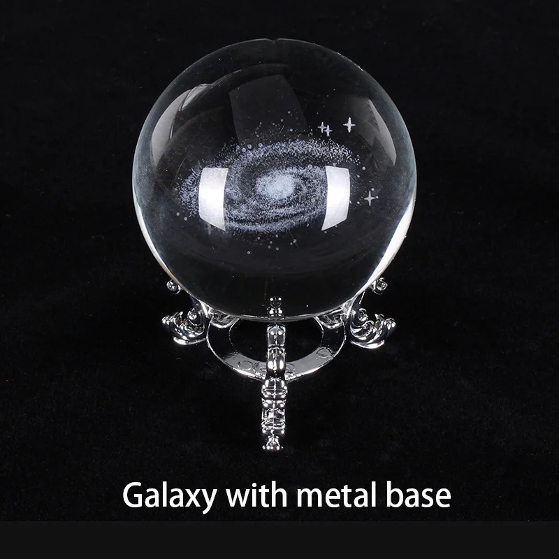 metal base galaxy 6 см с 3D гравировкой Галактическая Солнечная система, хрустальный светильник, ночник, светящаяся стеклянная круглая Сфера, рождественский подарок, Настольная декоративная лампа - Испускаемый цвет: metal base galaxy