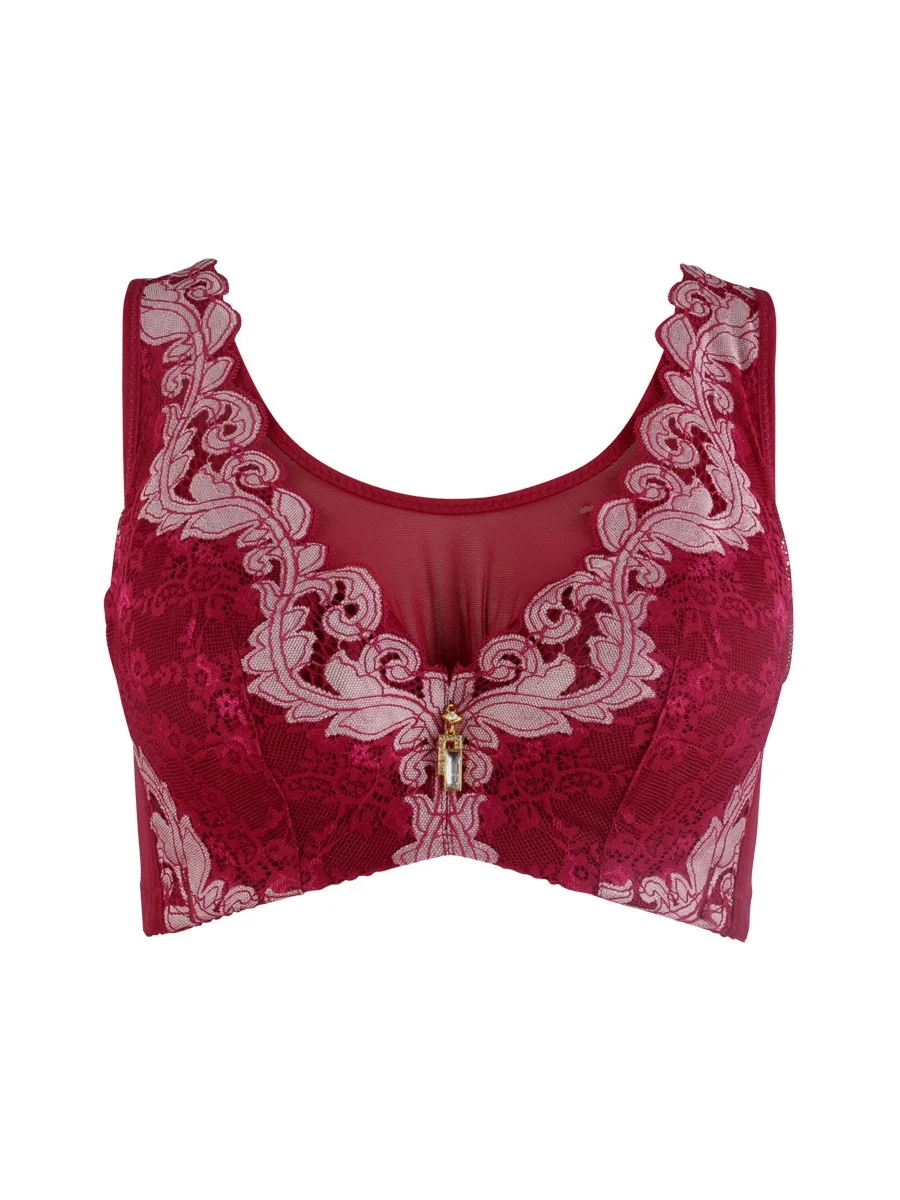 Rose red Сексуальное кружевное нижнее белье, бюстгальтеры для женщин, бюстгальтеры с полной чашкой, нижнее белье, большой размер, пуш-ап, бралет без подкладки, Бюстгальтеры на косточках размера плюс - Цвет: Rose red