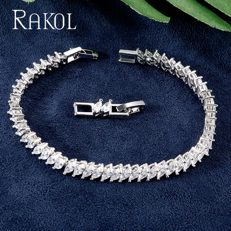 RAKOL модные кубические циркониевые теннисные браслеты и для женщин левое