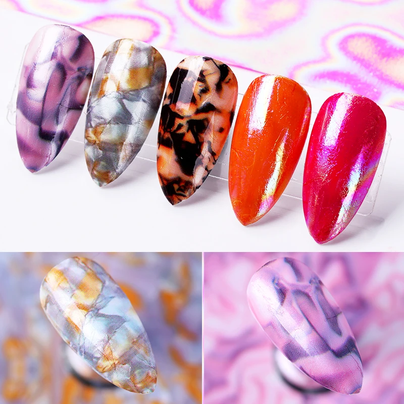1PC Marble Series Holographics Nail Foils Paper Magic Laser Effect Transfer Sticker Decal Slide On Nails DIY Decoration | Красота и