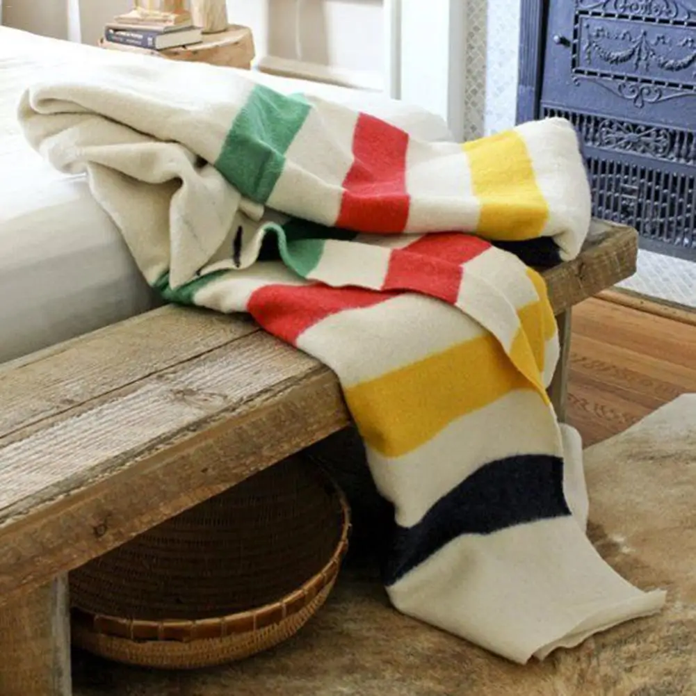 Striped Wool Blanket Fluffy Super Soft Rug Fleece Thicken Sofa Cover House Decoration Blanket For Bed Balcony Office New
