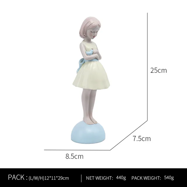 Ornaments For Home Cute Girl Rabbit Elephant Horse Statues Sculptures Figurines For Interior Room Decor Living Room Decoration Girl hugging bird B