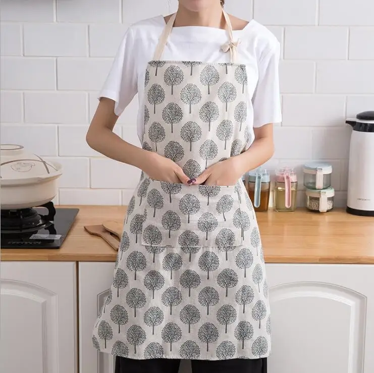 Apron23 1 шт. Полосатый Хлопок Лен с рисунком фартук для взрослых детей дома приготовления выпечки кофе магазин чистящие Кухонные фартуки аксессуар - Цвет: Apron23