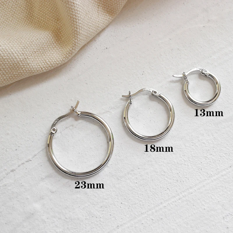 1 Pair 18mm ElfoPlataSi, 925 пробы, серебряные серьги в уникальную форму для пирсинга Huggie, серьги-кольца для женщин, Стерлинговое Серебро, серьги, ювелирные изделия XY1064 - Окраска металла: 1 Pair 18mm