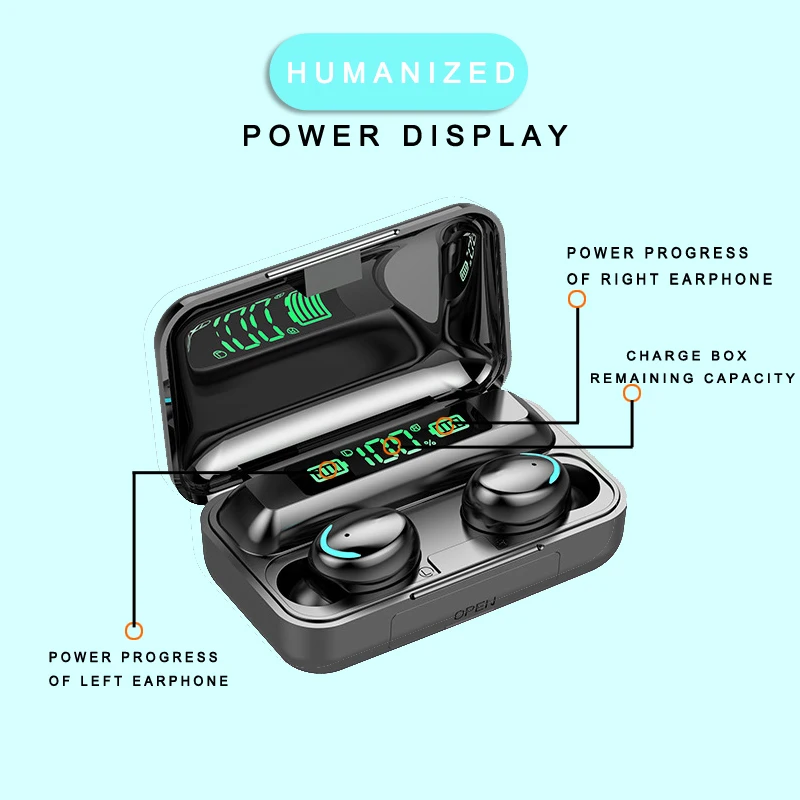 TWS wireless bluetooth headphones 5 0 Touch earphones With Mic LED Display sport Gaming Earbuds With Power Bank Headset