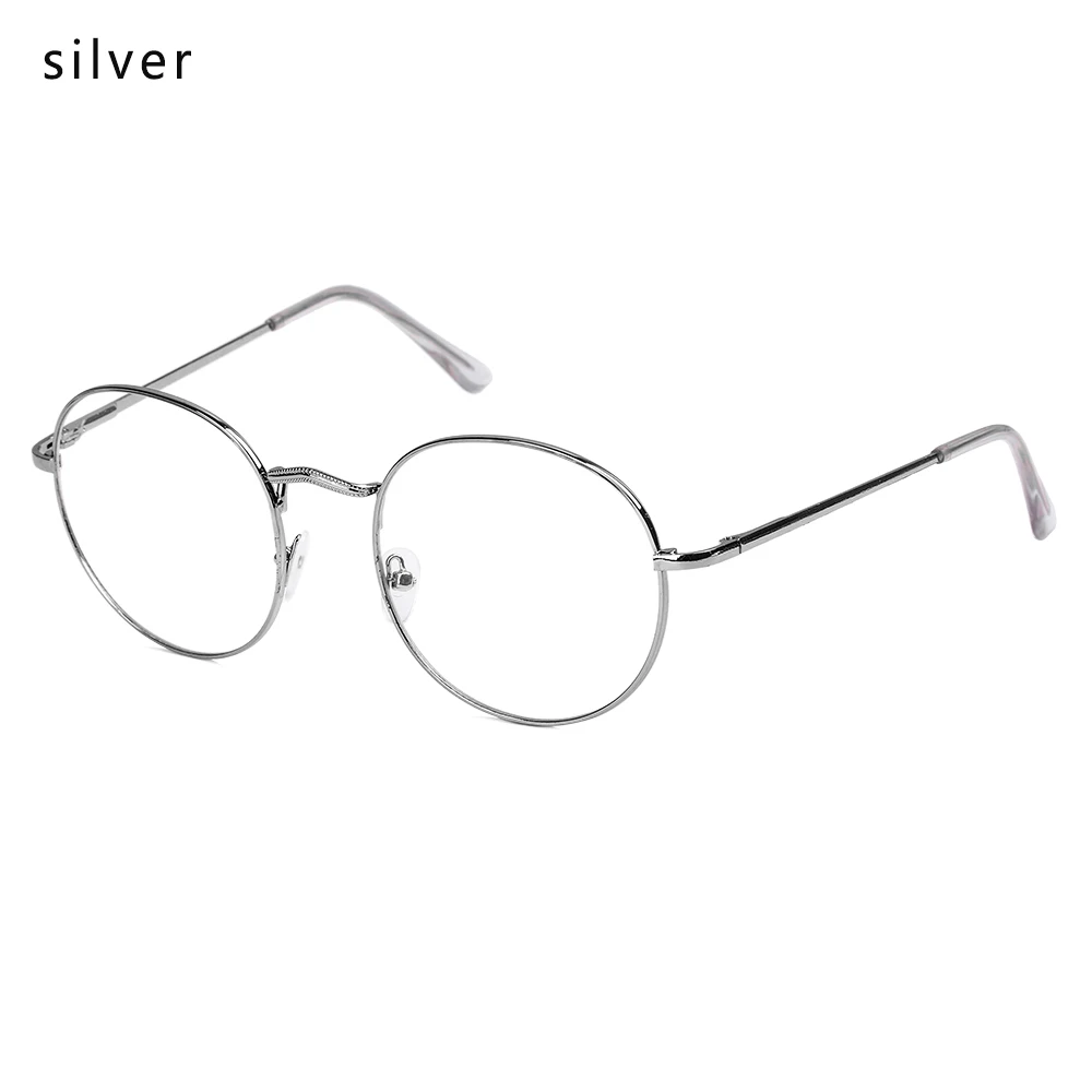 Модные Винтажные круглые оптические очки для чтения в металлической оправе, ультралегкие переносные очки для женщин и мужчин, очки для зрения без градусов - Цвет оправы: sliver
