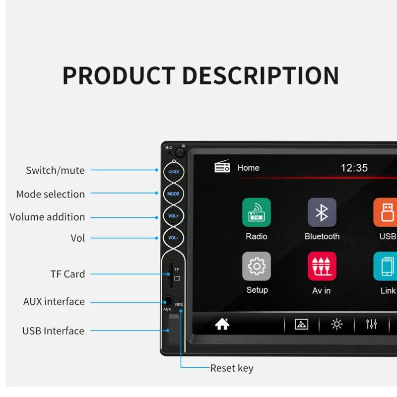 MP5 Авто медиаплеер USB Bluetooth аудио автомобильный Радио Multimidia MP5 12 в FM HD 7 дюймов экран стерео Ra