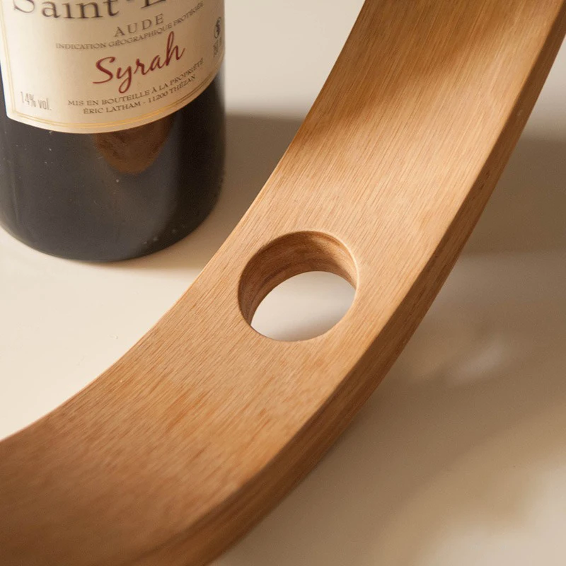 Présentoir porte bouteille de vin en bois demi-cercle équilibre