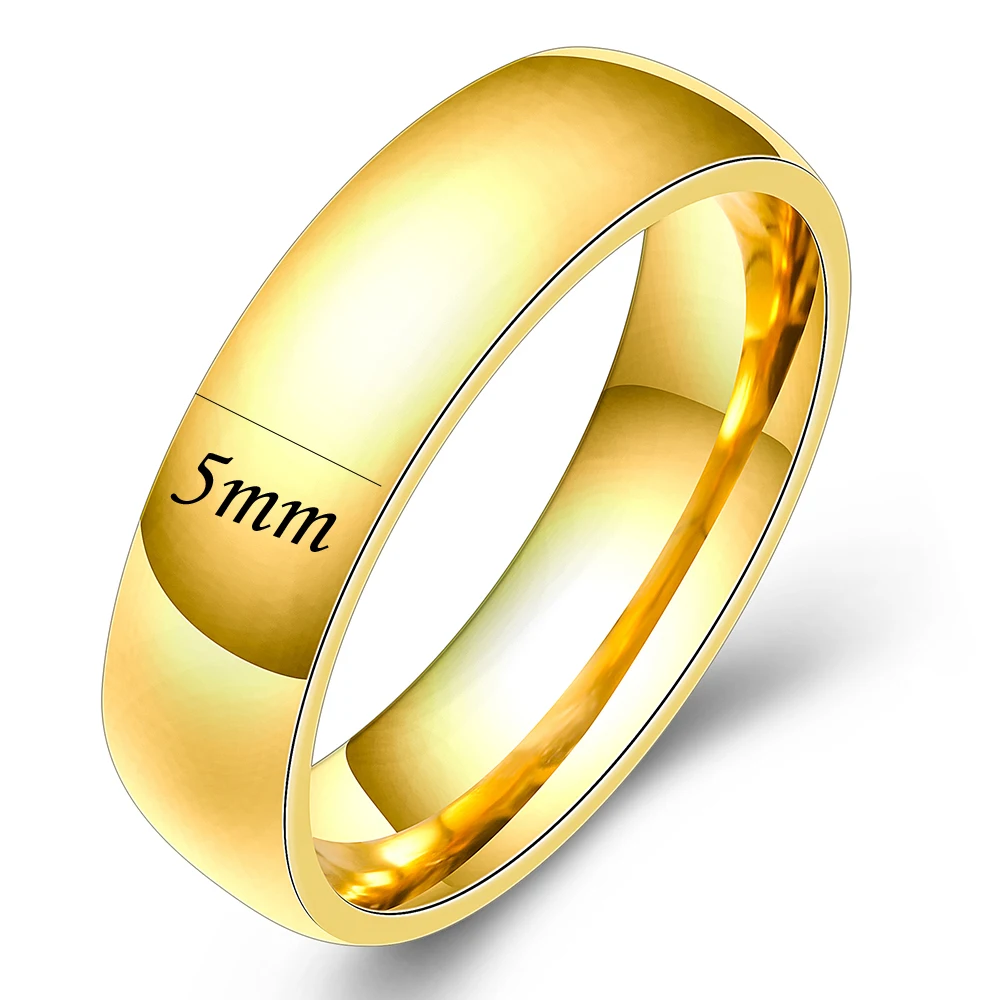 Gold Color Wedding Bands Couple Ring for Women Men Stainless Steel Engagement Rings Anniversary Gift Design