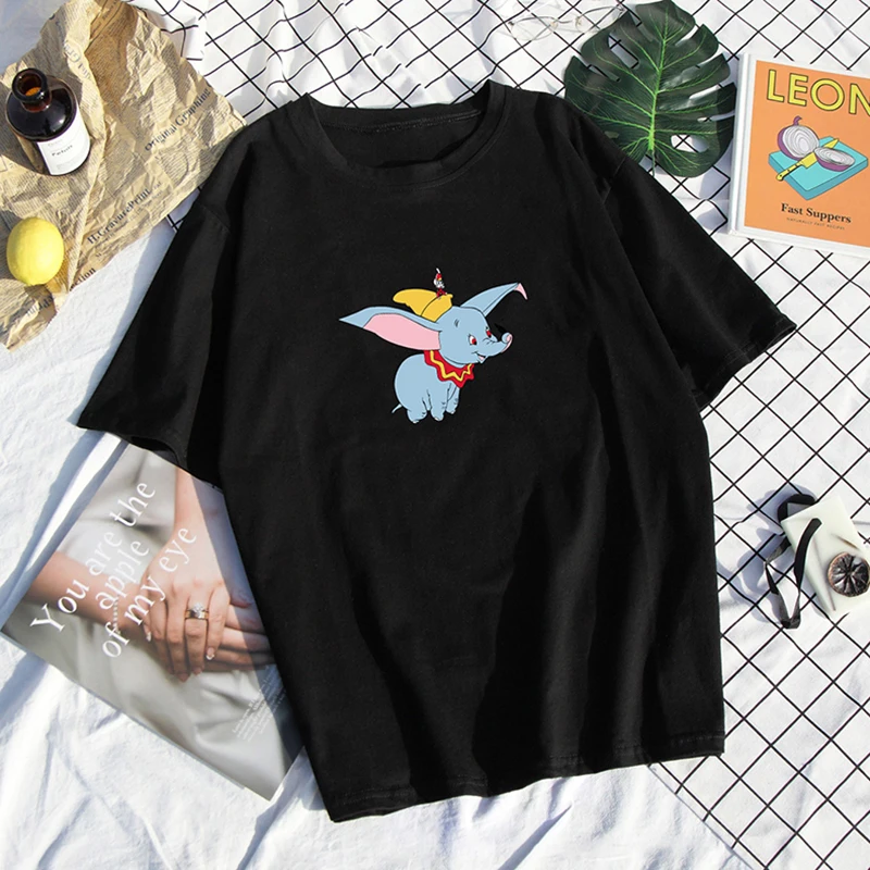 

High quality cute Elephant print men's T-shirt cartoon All-match loose Harajuku cotton clothes funny Unisex hip hop streetwear