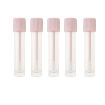 

5Pcs 4.5ml Pink Centrifugal Tube Shaped Lip Gloss Tubes Empty Refillable Lip Balm Bottles Vials Containers With Lip Brush