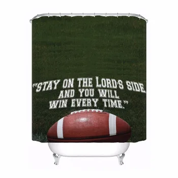 

Custom Classical Design Football Shower Bath Curtain Mildewproof Waterproof Polyester Various Sizes#0421-21-14