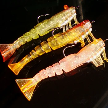 

Fishing Soft Shrimp Lure Bait with Hooks 89mm 9g Artificial Glow Bamboo Joint Shrimps Lures Baits Lot 3 Pieces