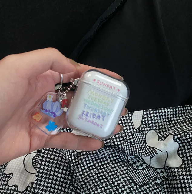 Cute Fresh Flower Earphone Case For AirPods 1 2 Pro Case Transparent TPU Air pods 3 Bluetooth Earphone Charging Box With Keyring 5