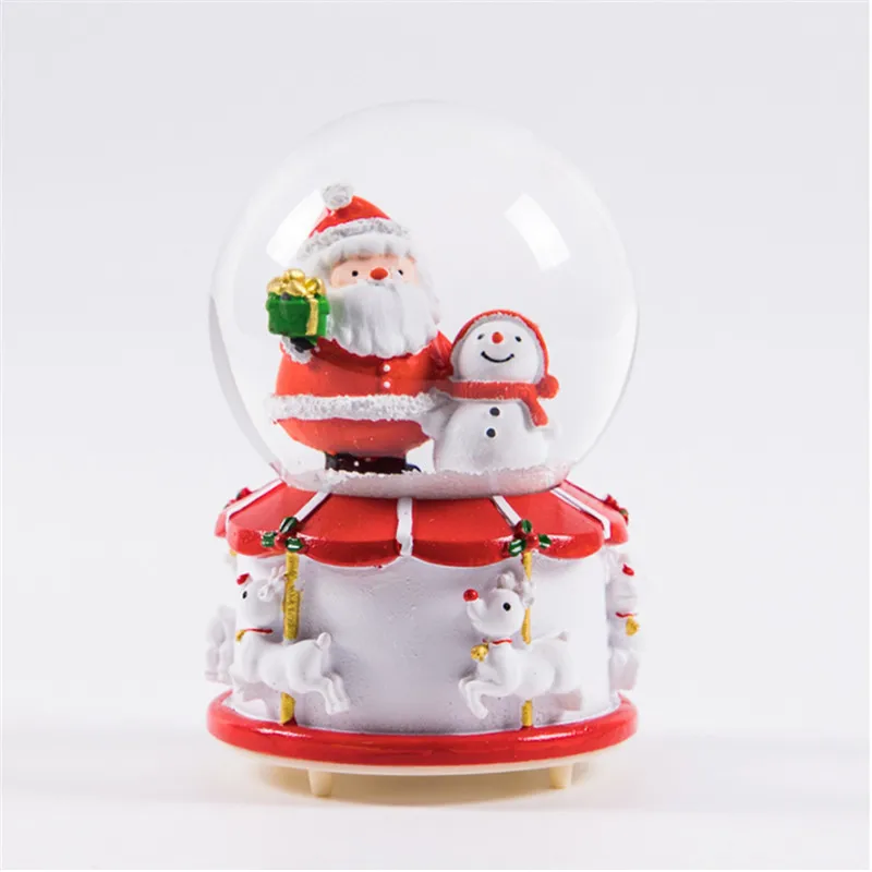 Рождественская музыкальная шкатулка в виде хрустального шара, плавающий снег со светодиодными лампами, снежный красочный глобус, Музыкальная шкатулка на день рождения, рождественские подарки для девочки - Цвет: style 2