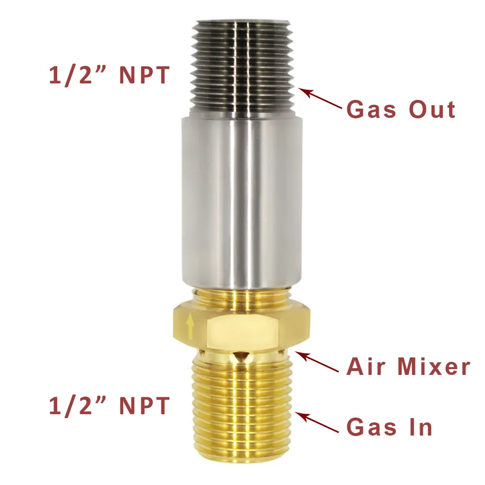 1/2" NPT Propane Air Mixer Nozzle Valve for Propane LPG Gas Fire Pit BTU 90000