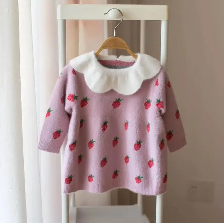Новое вязаное платье для маленьких девочек г. Осенне-зимняя одежда для новорожденных малышей, топы, рубашки для новорожденных девочек, детские хлопковые рождественские платья