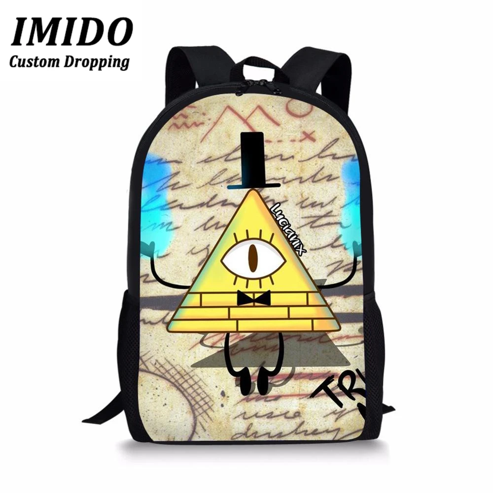 IMIDO Gravity falks Back pack для подростков, Детские рюкзаки с популярными рисунками, детские школьные сумки для мальчиков и девочек на заказ, Mochila Mujer - Цвет: WLL4678