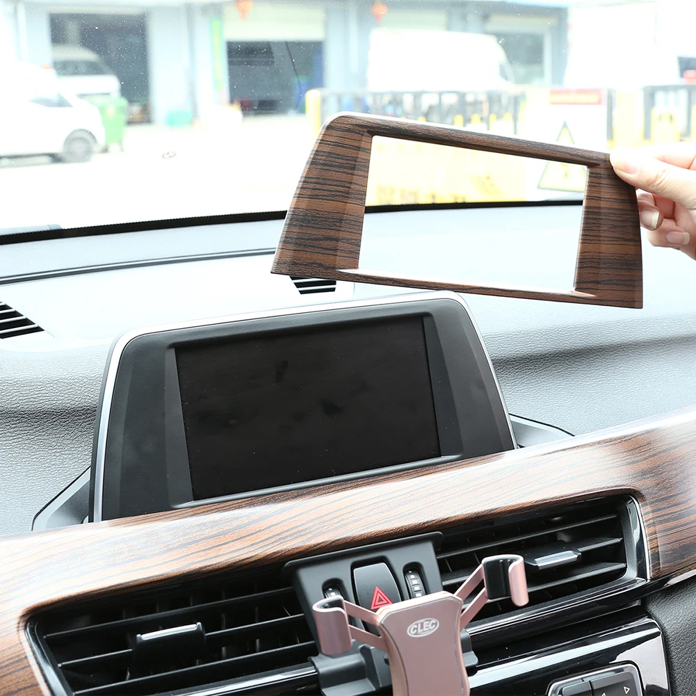 Car Accessories Pine Wood Grain Abs Plastic Center Central Navigation Panel Frame Cover Trim Sticker For Bmw X1 F48 2016 -2019