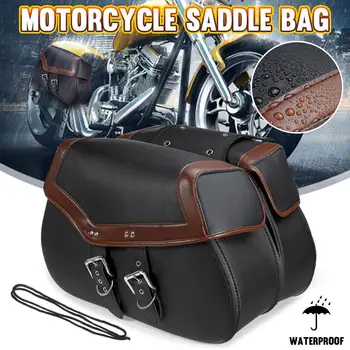 

2pcs Motorcycle Saddlebags Side Luggage Storage Bags PU Leather Saddle Bag Black Brown Universal